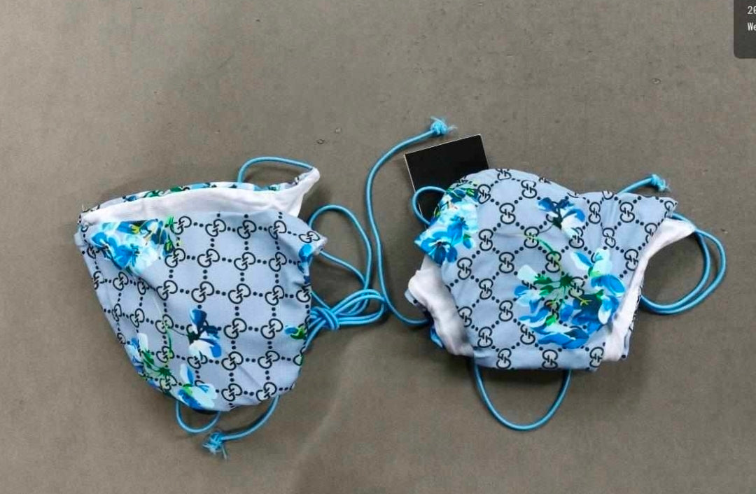 Blue Gucci floral bikini set