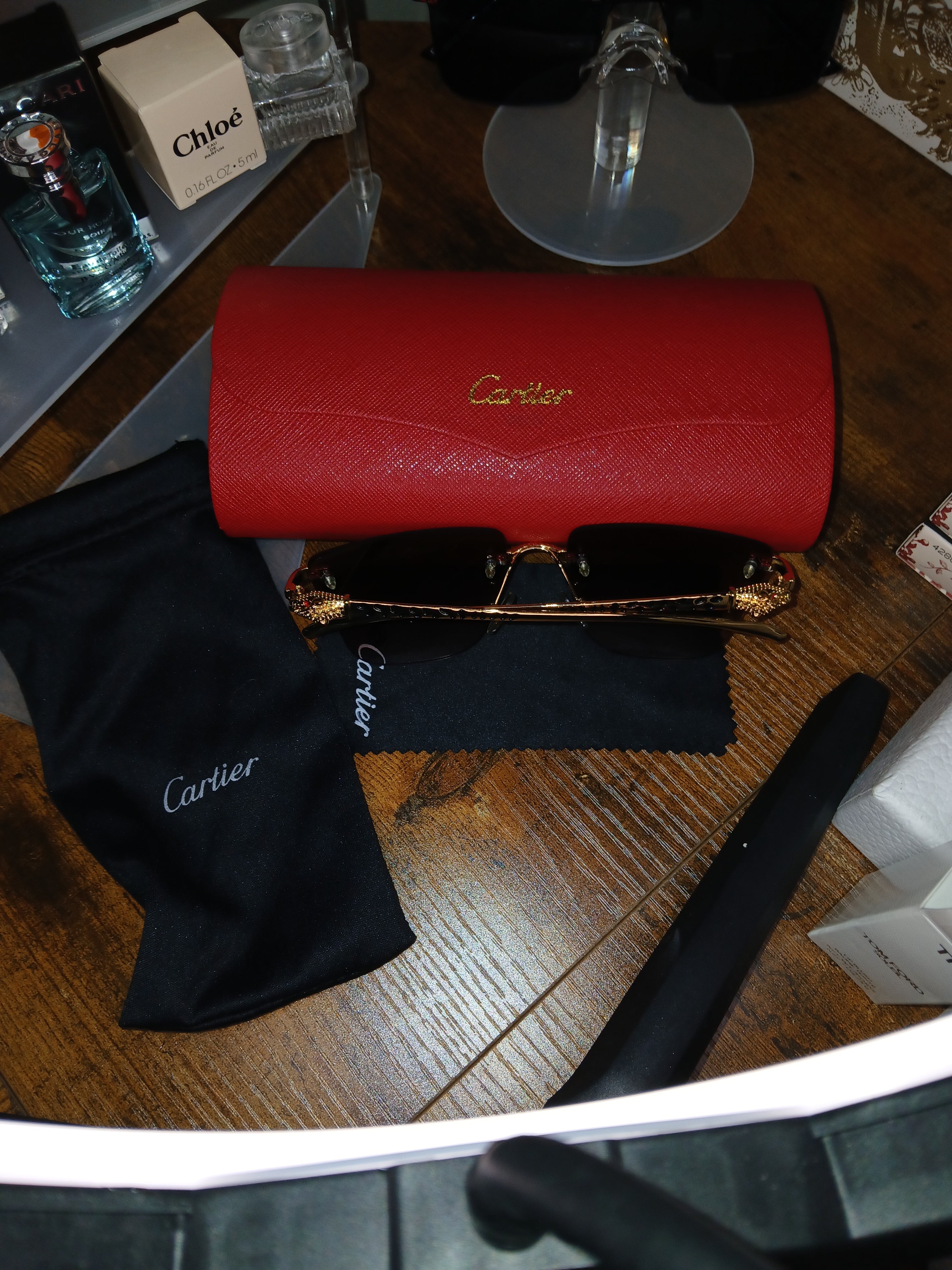 Cartier panther sunglasses with case
