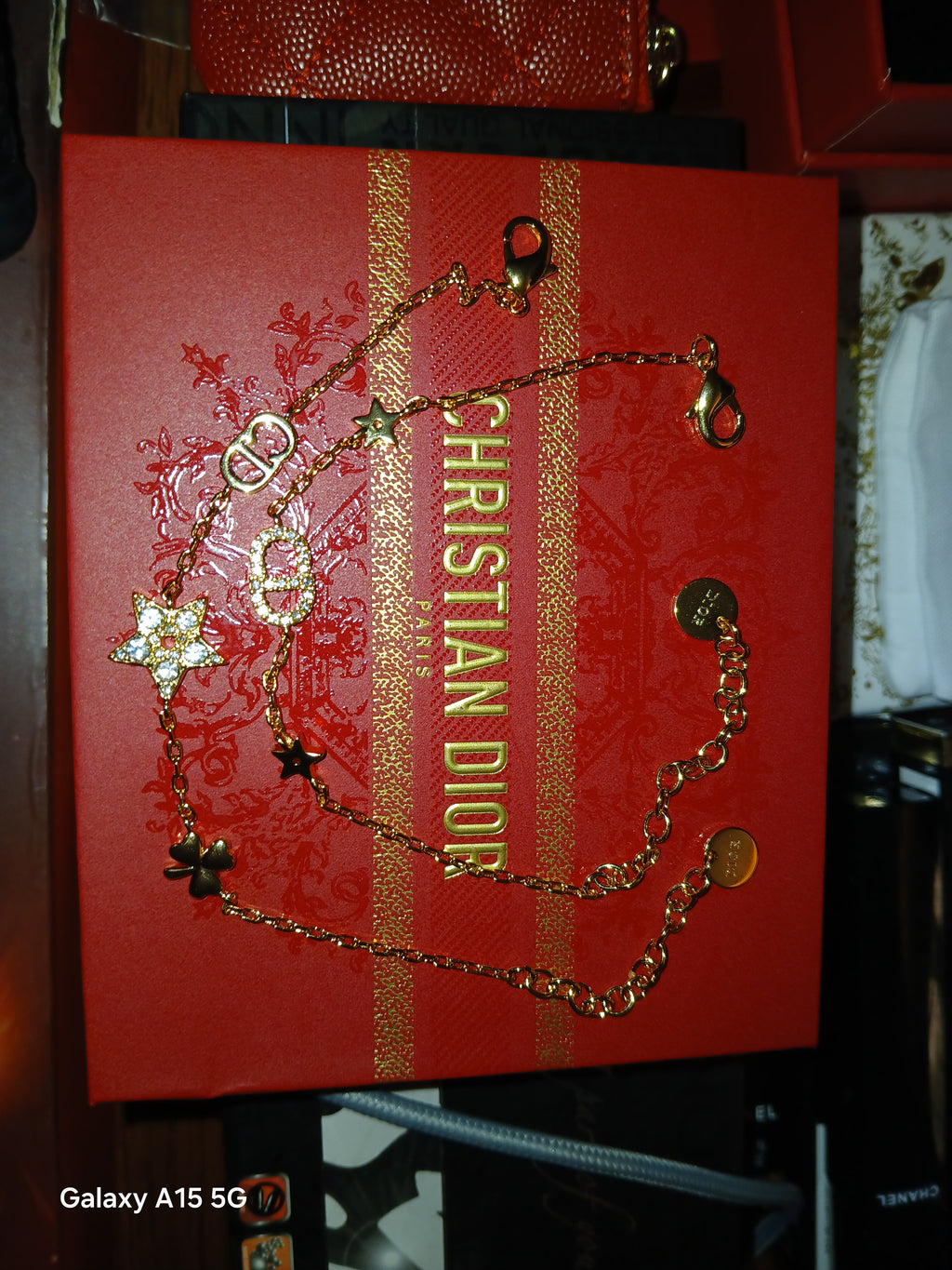 Dior double strand gold tone bracelet set- fashion jewerly