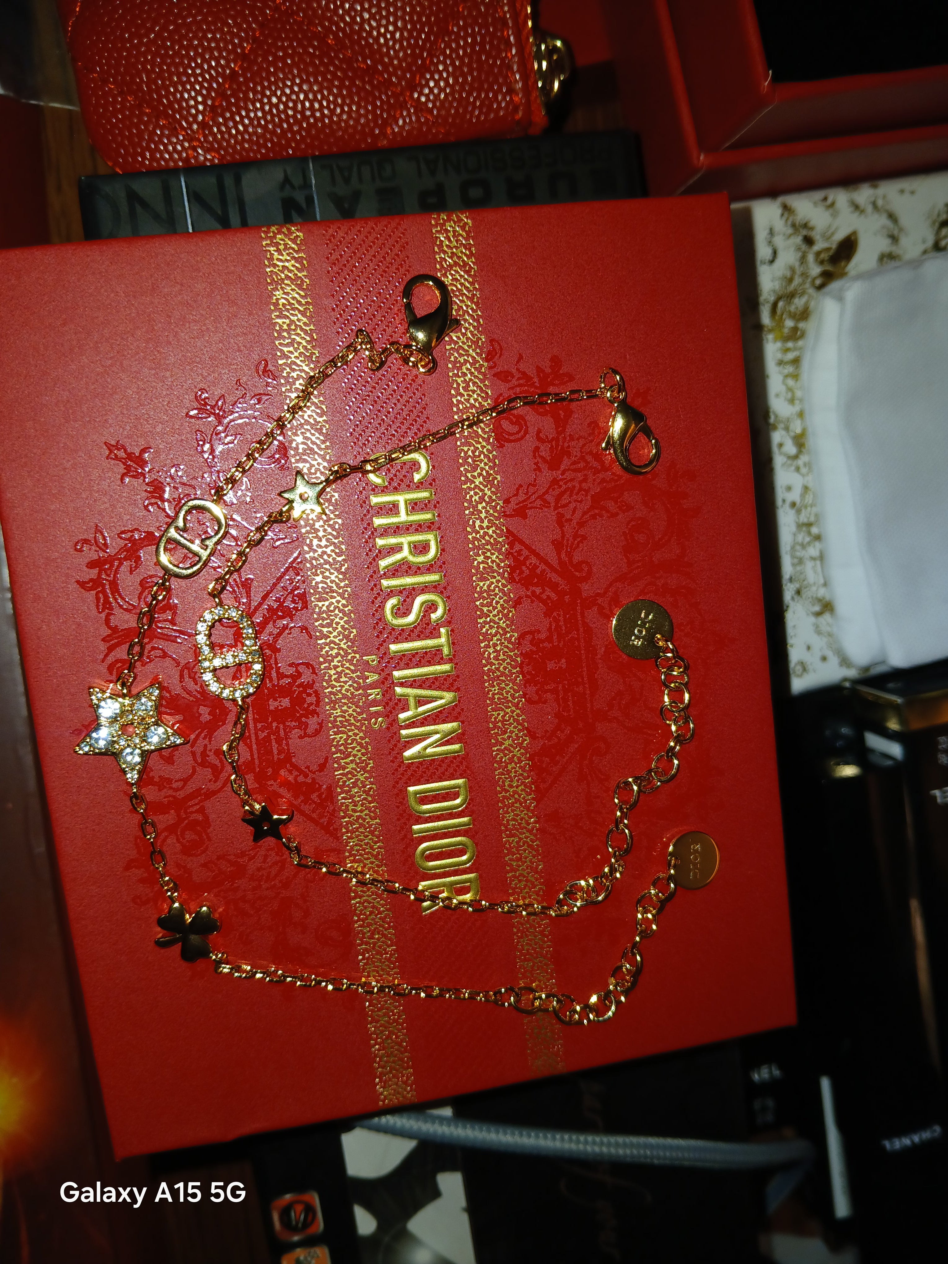 Dior double strand gold tone bracelet set- fashion jewerly