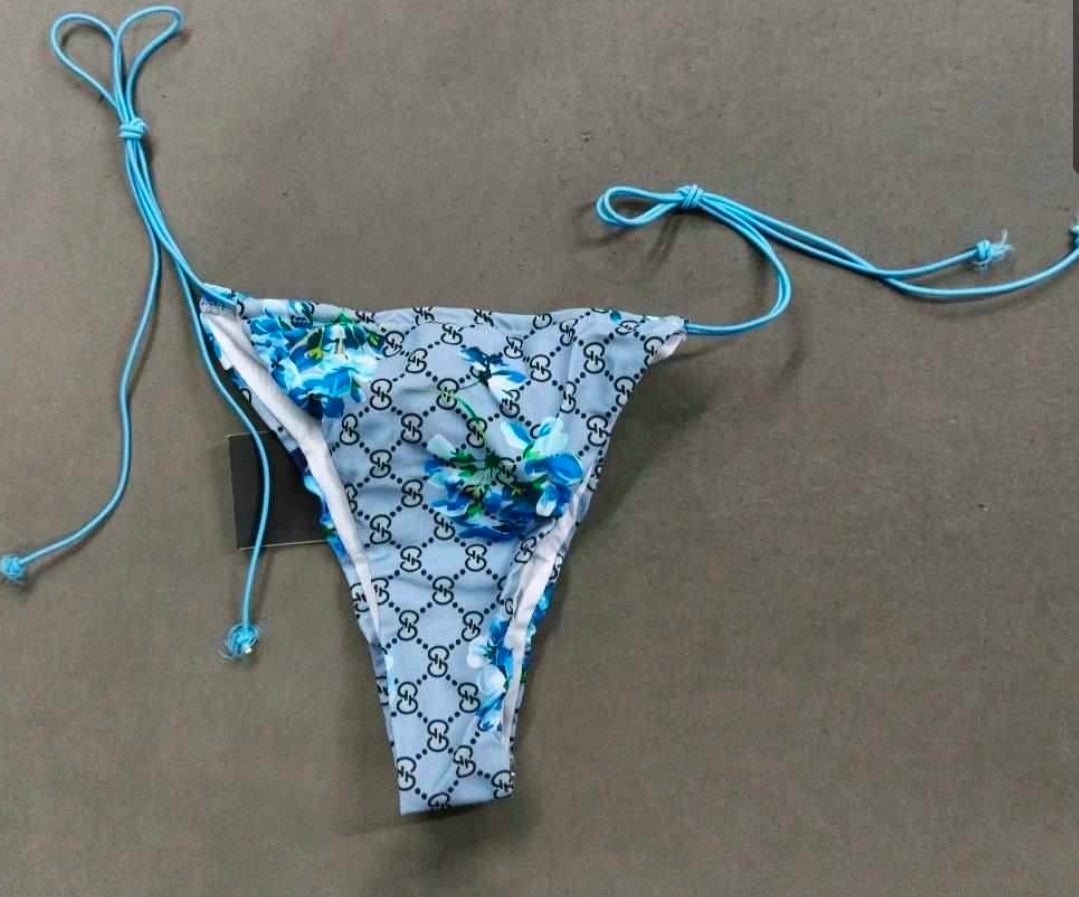 Blue Gucci floral bikini set
