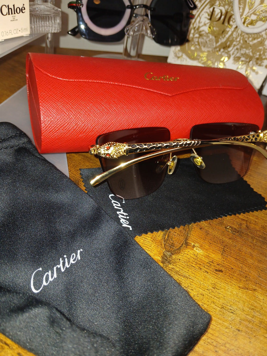 Cartier panther sunglasses with case