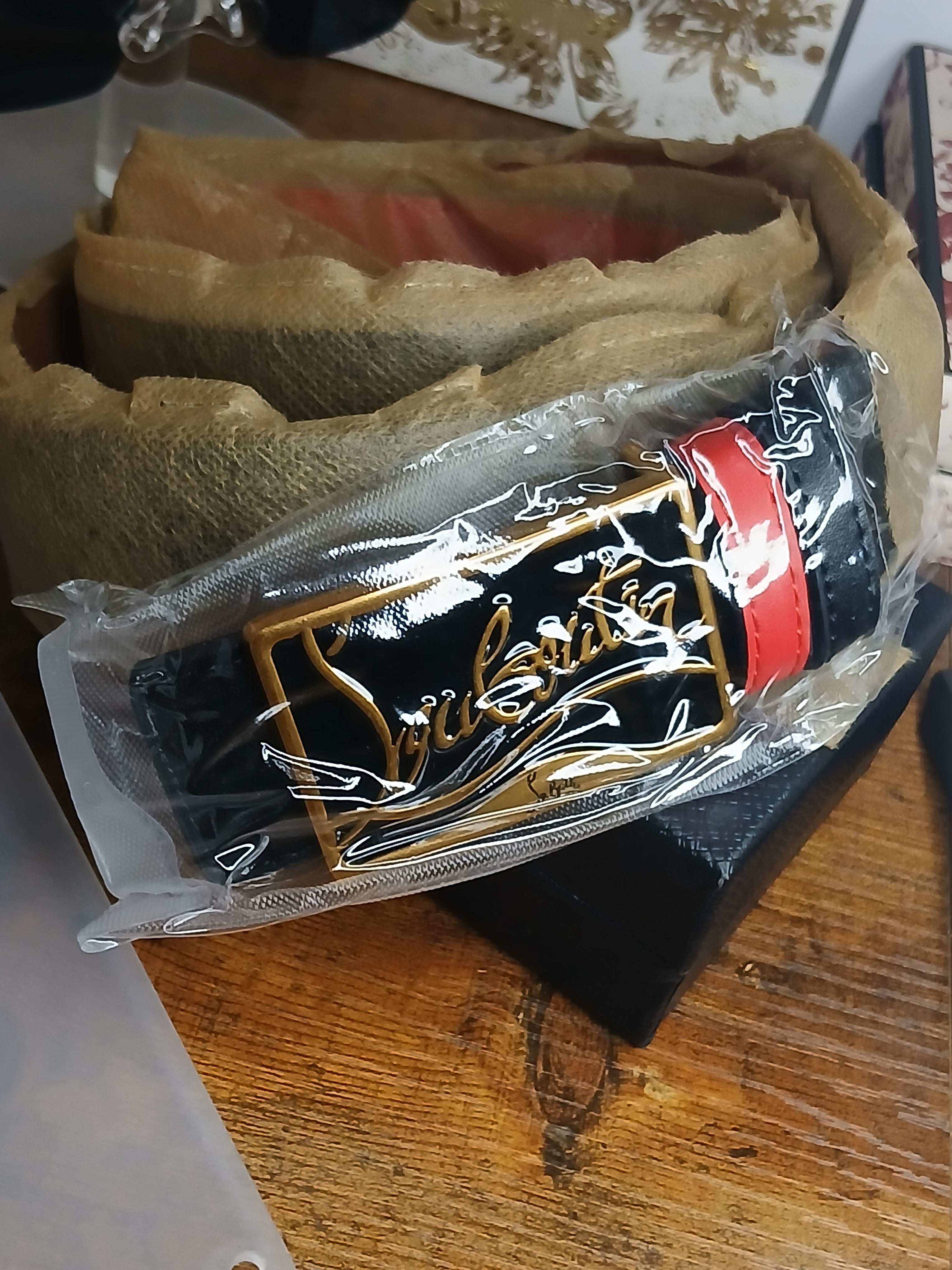 Christian Louboutin black &red belt unisex
