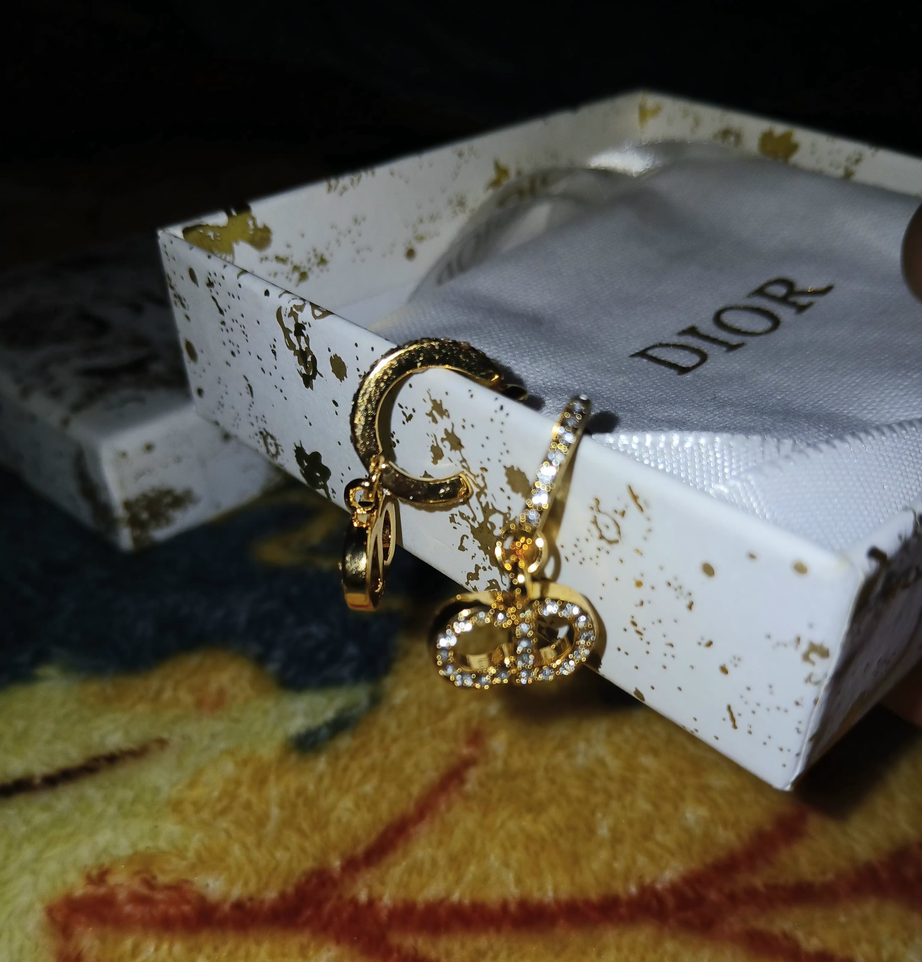 Dior fold tone logo fashion earrings