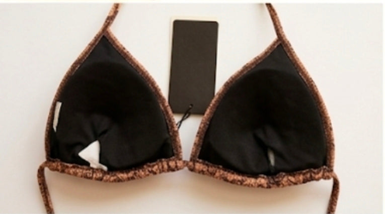 Gucci monogram triangle style bikini in toffee brown sz M