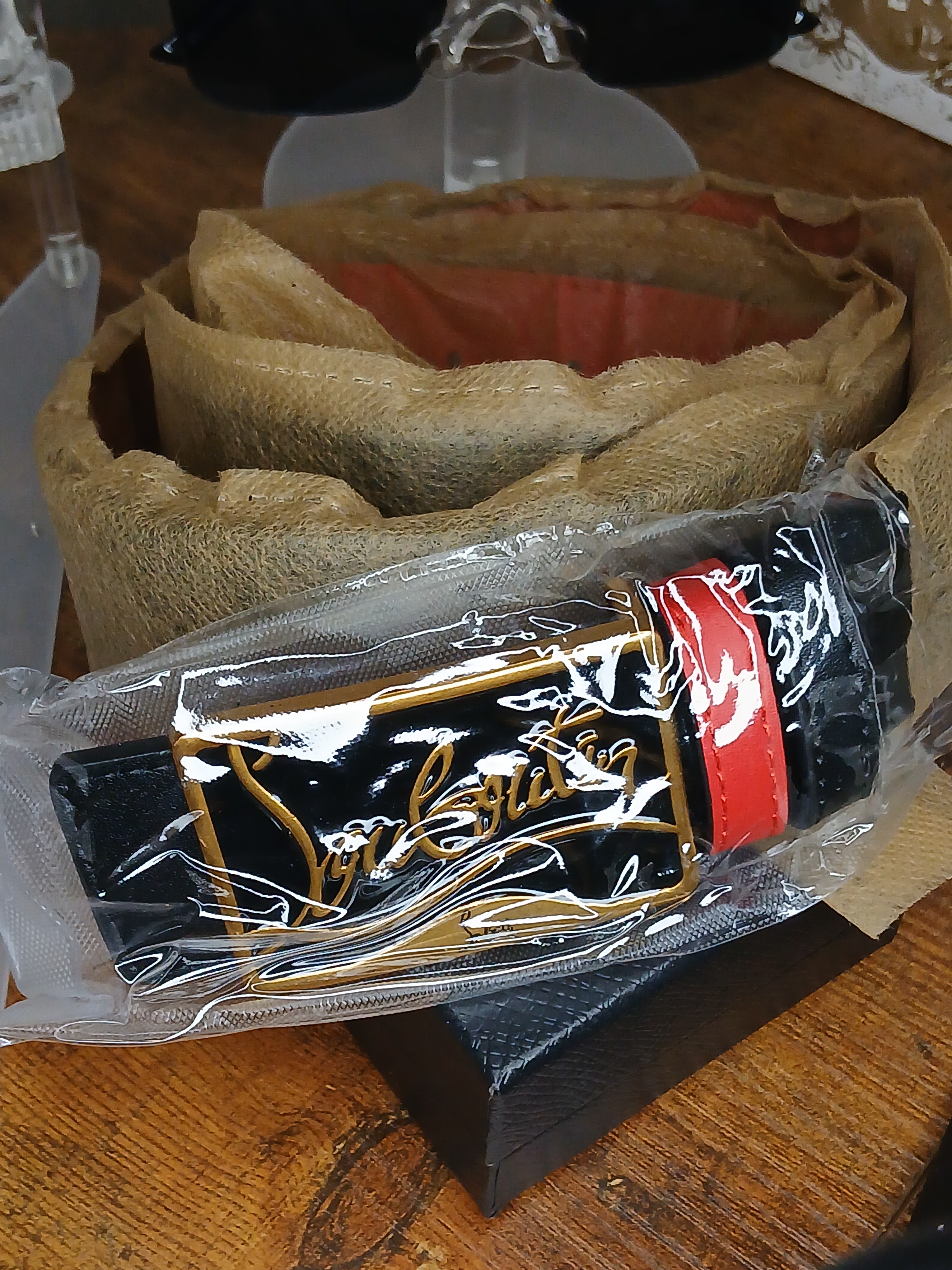 Christian Louboutin black &red belt unisex