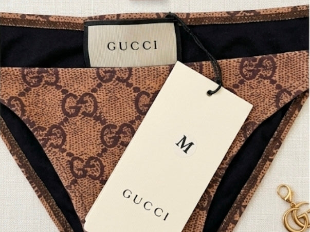 Gucci monogram triangle style bikini in toffee brown sz M