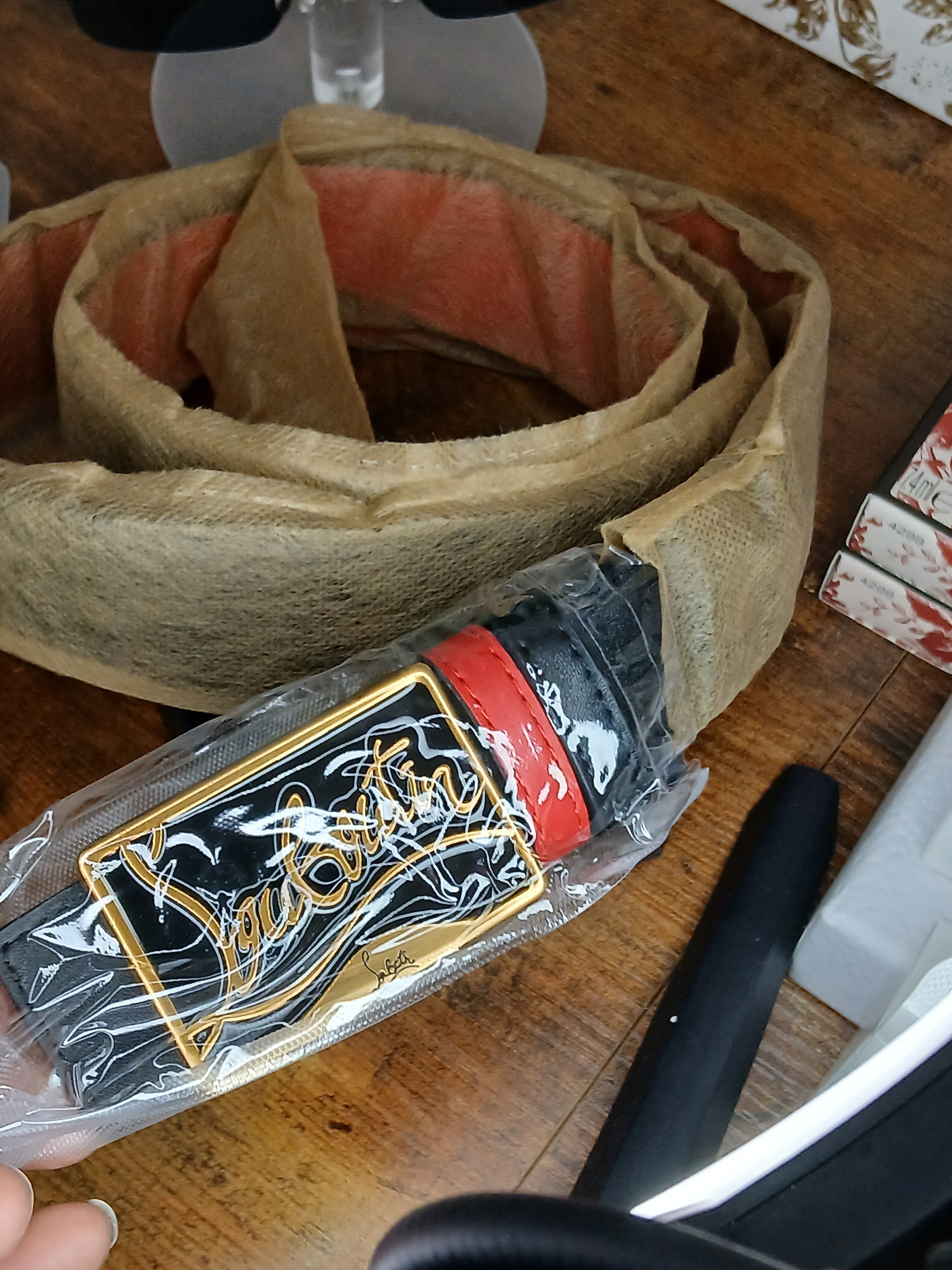 Christian Louboutin black &red belt unisex